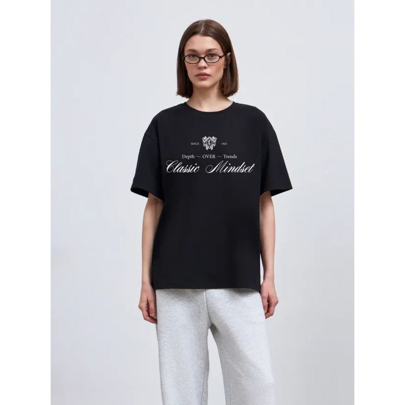 Western Style New Fashion Casual Loose round Neck Print Letters T-shirt Top Printed T-shirt Top