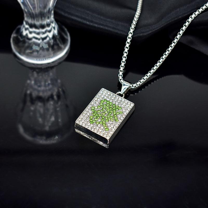

Guochao Jewelry Маджонг + бриллиантовое ожерелье для мужчин и женщин Tide Personality Hip Hop Chain Универсальная цепочка для свитера