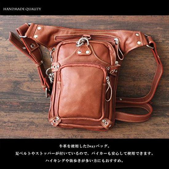 Waist Bag Leather Genuine Leather Riders Bag Biker Leg Bag Leg Belt Cowhide Calfskin [Days Art] Men's