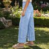 Women's Casual Wide Leg Drawstring Jeans with Pockets for Everyday Wear