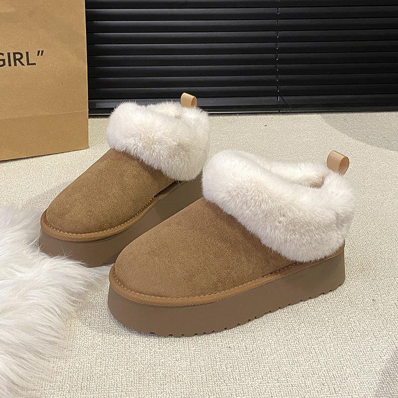 

Women s large size soft sole heightening warm fur one foot stirrup winter non-slip snow boots plush lining outdoor sports fur cotton boots 40 малиновый