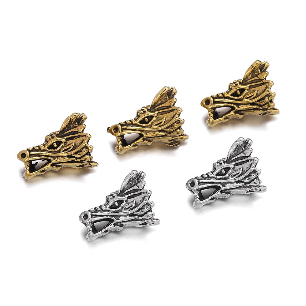 10 pezzi/lotto Perline Testa di Drago Perline Distanziatrici Antiche Per la Creazione di Gioielli Braccialetti con Perline Accessori Fai-da-te Componenti