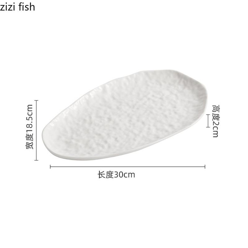 Irregular Stone Pattern Plate Oval Ceramic Sushi Plate Fish Plate Dessert Dim Sum Plates Molecular Cooking Creative Tableware