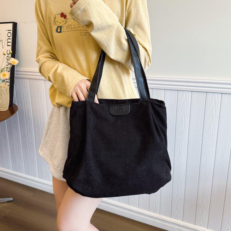 Solid Color Casual Large-capacity Cloth Bag New Simple and Versatile Lightweight Shoulder Handbag Commuter Tote Bag Women