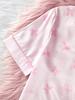 Teen Girls Silky Satin Bow Print Pajama Set Pink Piping Lapel Short Sleeve Top & Shorts Cool Elegant Summer Loungewear Sleep Outfit for 13-16Y