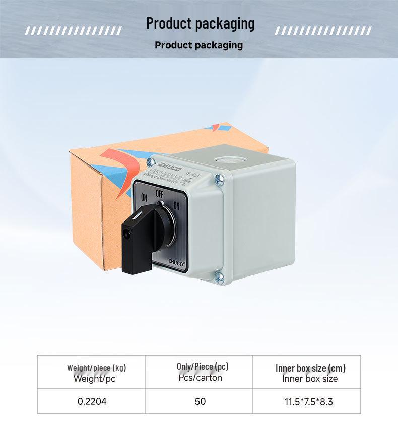 Zhuochao SZW26-20/D303.3BF ON-OFF-ON 3-Speed Universal Changeover Switch with Protective Box