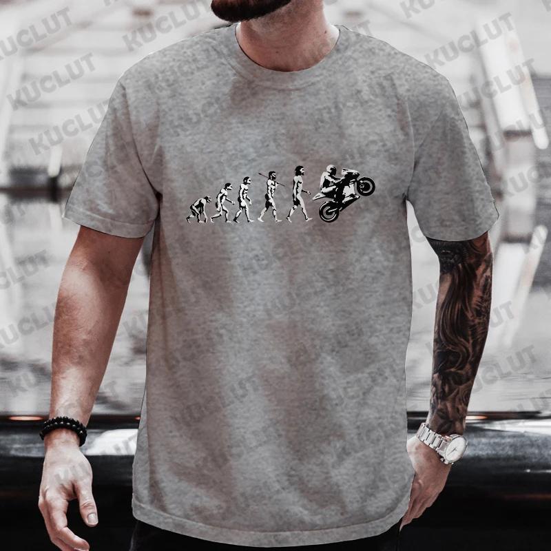 Men's Street Wear T-shirt Summer Fashion Tee Shirt Evolution Motorbiker Motorcycles Tops Casual Men Tshirts Oversized Streetwear
