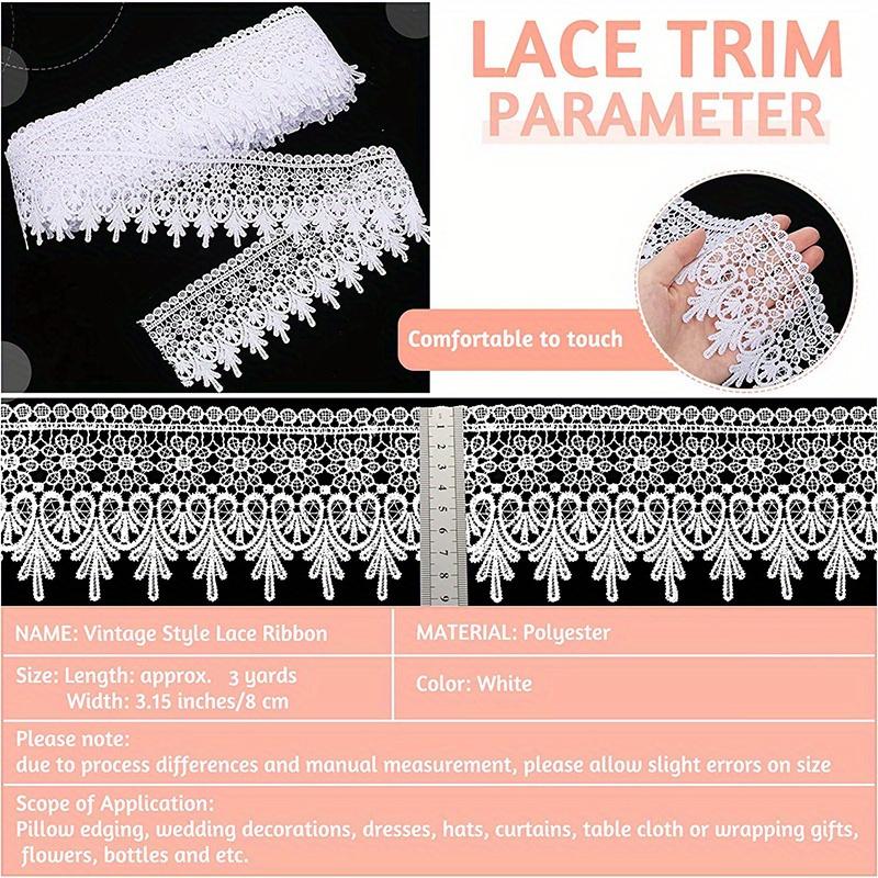 3 Yards White Hollow Lace Ribbon for Clothes Dress Sofa Decor DIY Sewing Craft