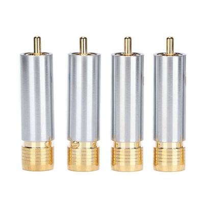 4PCS PreffairR1722 O Connector Gold Plated Self Locking Solderless RCA ConnectorGray (Red and