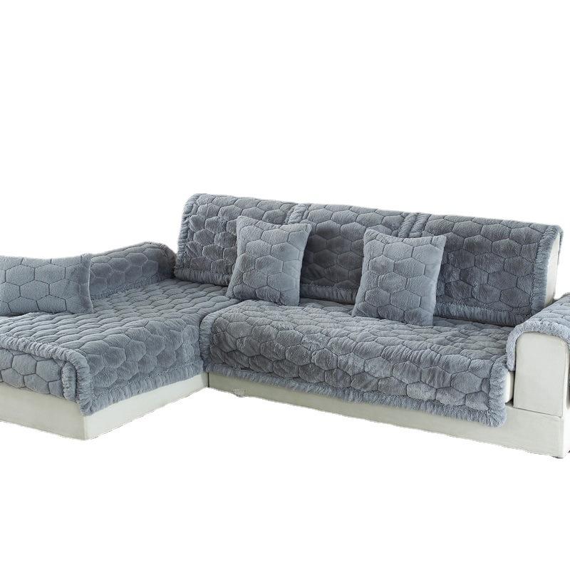 Winter Plush Sofa Cushion With Thick Plush Wide Edge Anti-Skid Sofa Cushion Cover
