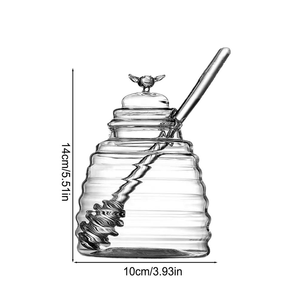 300ml Safe Glass Honey Pot With Stirring Rod Durable Transparent Bee Honey Storage Jar
