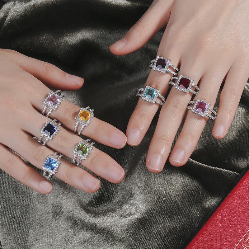 

New Candy Zircon Fashion Ring: Elegant European & American Style for Women Size 9