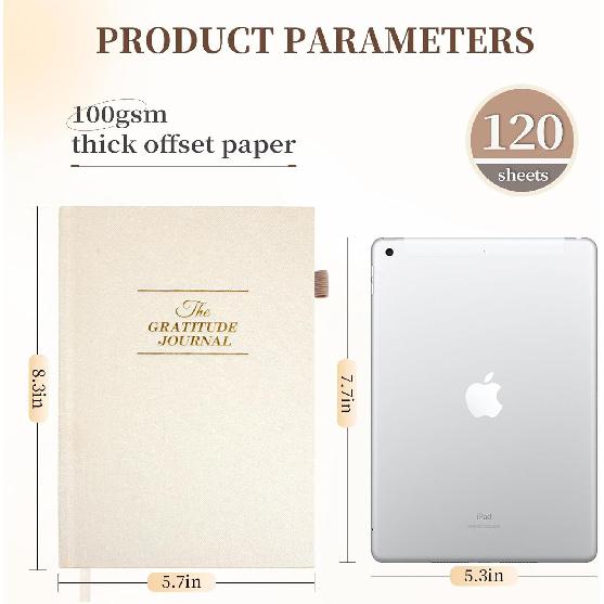 Utron Gratitude Journal, 5.5"x8.2" Journal with Prompts, Affirmation Journal with Pencil Socket, Undated Daily Gratitude Journal, Personal Organizers
