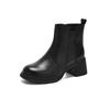British leather Martin boots women's 2025 new French Chelsea boots fashion versatile thin boots thick heel short boots