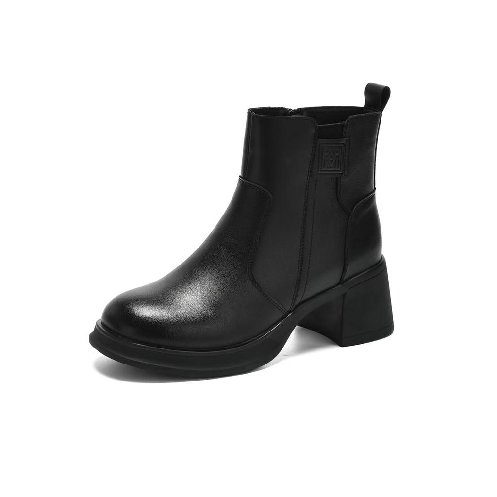 British leather Martin boots women's 2025 new French Chelsea boots fashion versatile thin boots thick heel short boots