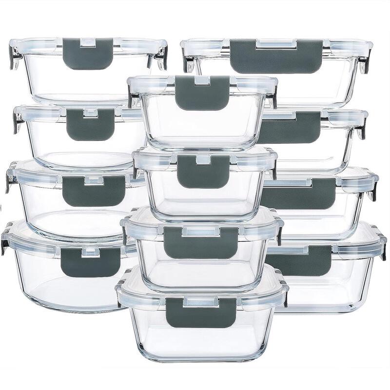 12-Piece Glass Food Storage Container Set