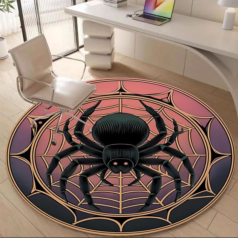 1PC Spider Web Office Round Area Rug, Mat Suitable For Office, Under Office Chairs Bedroom Living Room Home Decor, Room Deco