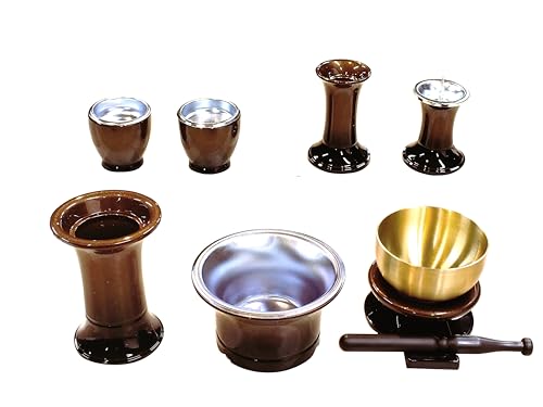 

Продукт без бренда, набор для буддийского алтаря Kyuka Kobo, набор из 7 предметов, включая курильницу, вазу для цветов, подсвечник, держатель для благовоний, чашу для риса, чашку для чая