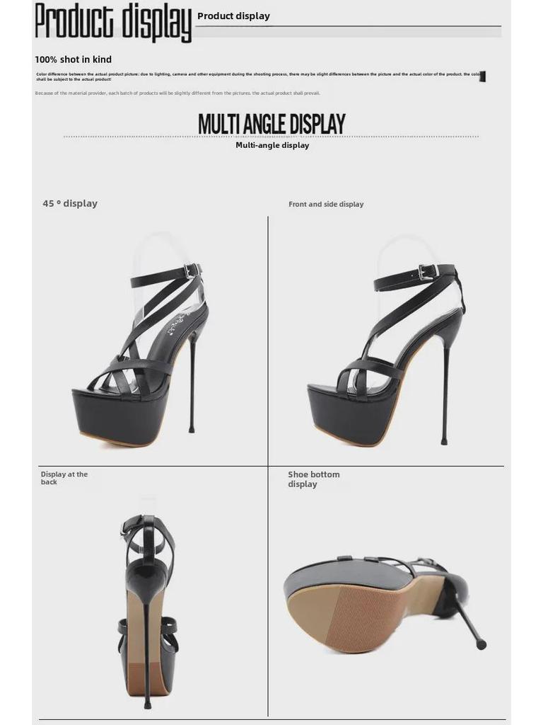Women's Waterproof Platform Stilettos: Large-Size Sexy Pole Dance & Catwalk Hollow Sandals