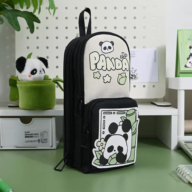 Cute Panda Big Capacity Pencil Case Holder Unique 3D Stand-up Pencil Case Pouch Stationery Organizer Bag for Office School Teens