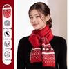High-End Women's & Couples' Red Wool Knit Snood - Warm Christmas Scarf for Autumn & Winter