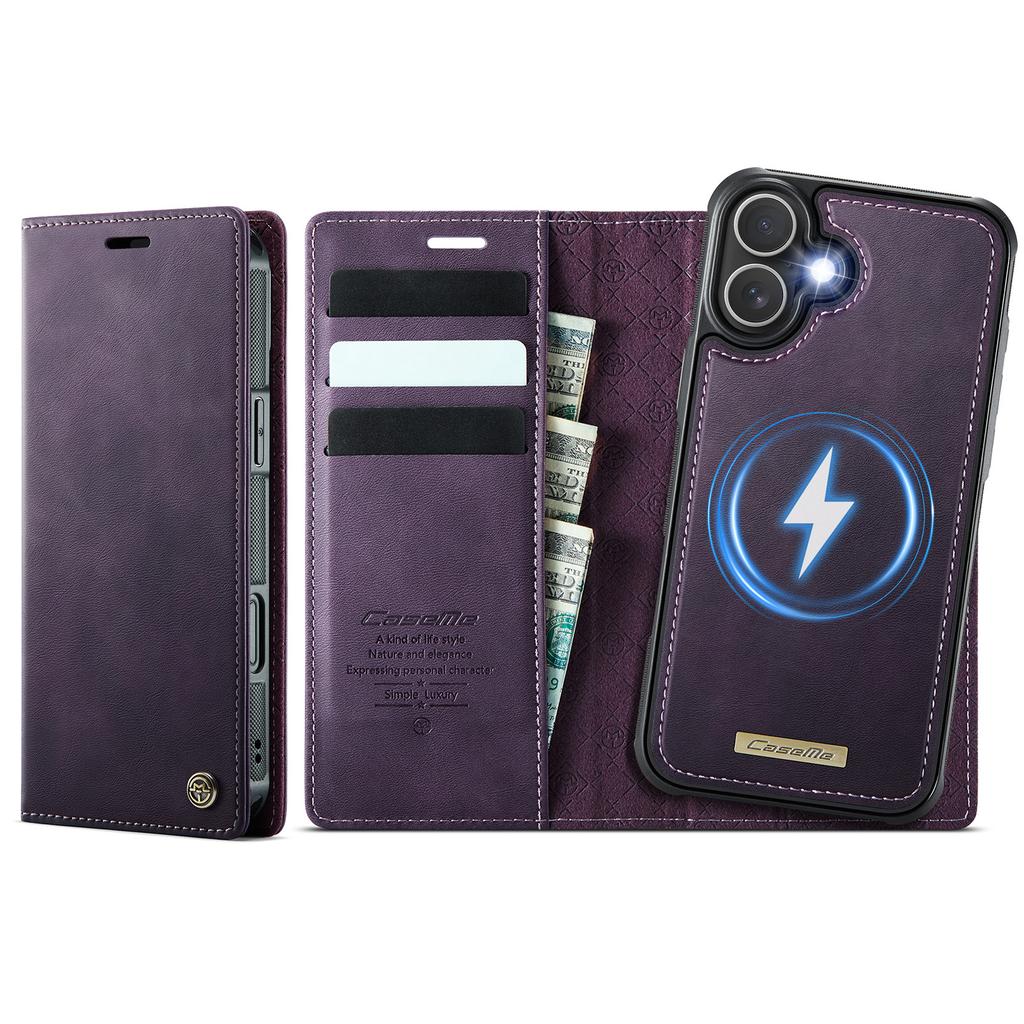 For iPhone 16 Case CASEME C49 Compatible with MagSafe RFID Blocking Detachable Wallet Leather Phone Cover