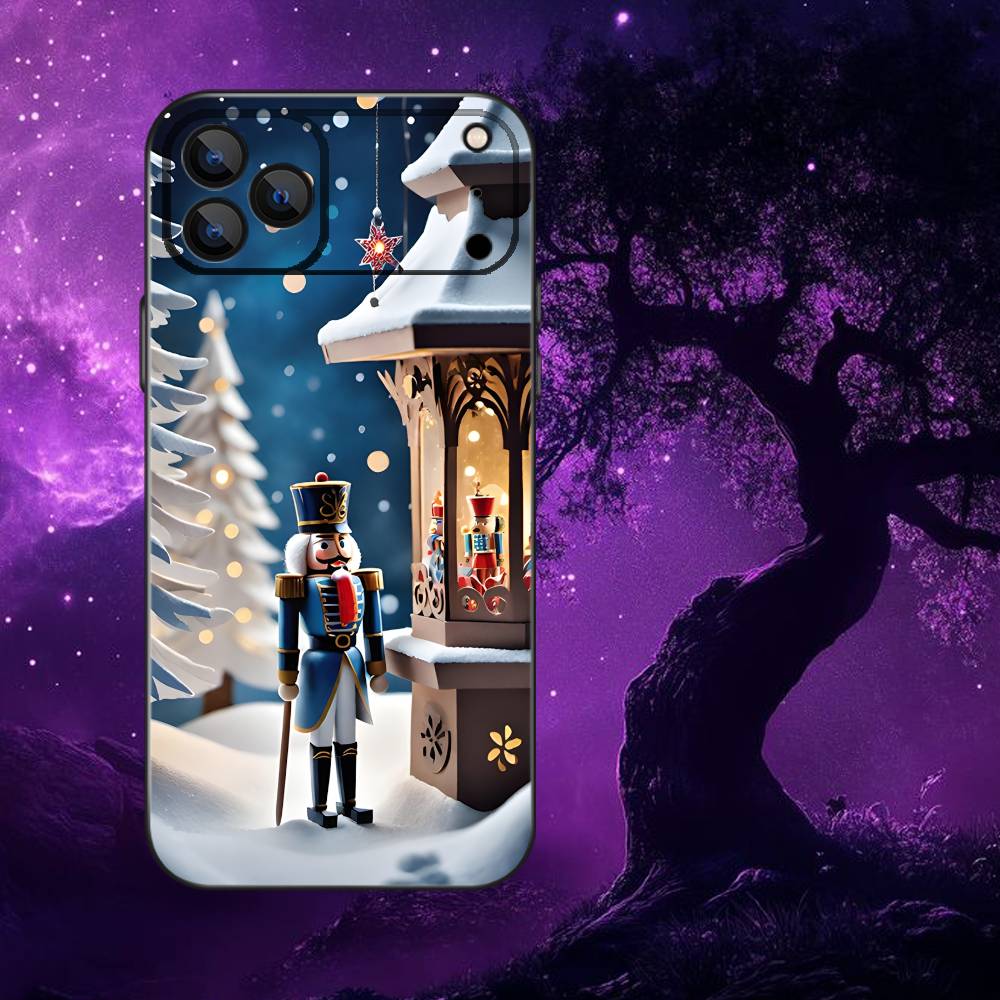 Nutcracker Christmas Phone Case For iPhone 17,16,15,14,13,12,Pro,Max,Plus,E,SE4,Air,Mini Black Soft Box iPhone15pro