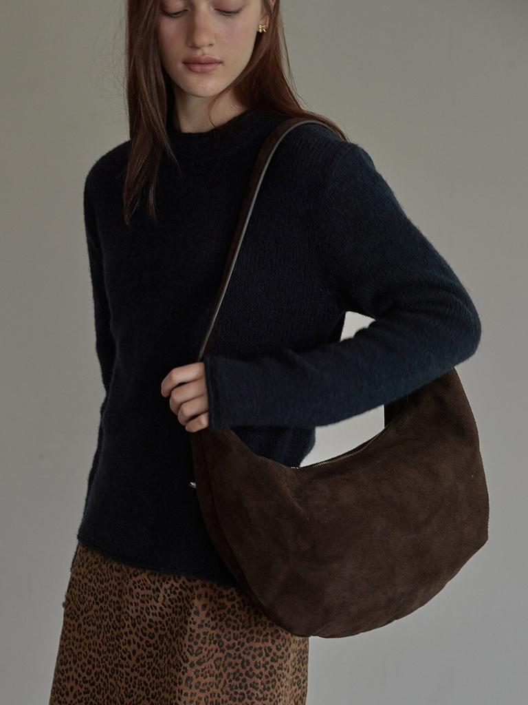 Bemuse Mansion Real Suede Hobo Bag - Sand Beige