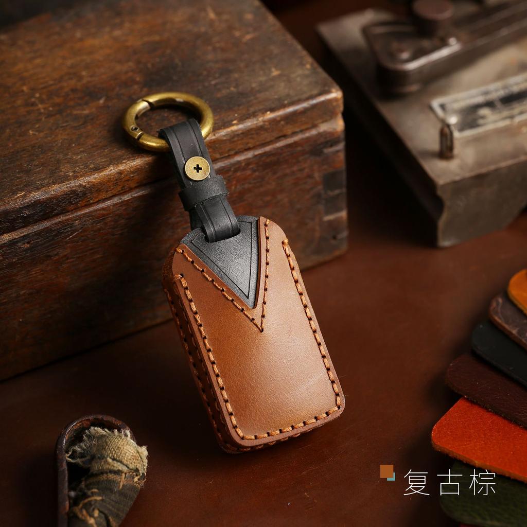 Leather Car Fob Key Cover Case Set for Honda Accord Civic Pilot Fit Smart Remote Keychain Accessories Holder Shell Protector