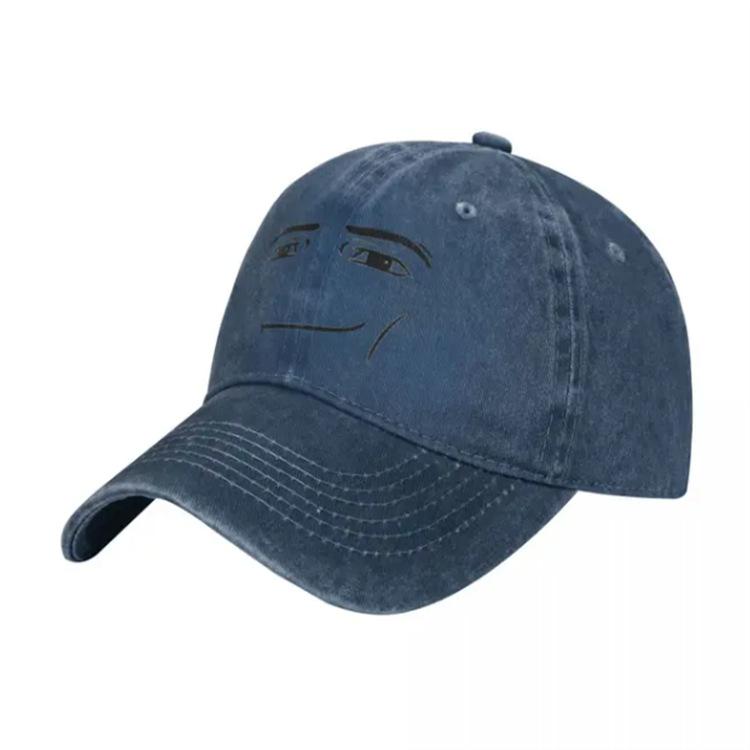Personality funny smiley face print old washed baseball cap outdoor shading casual cap sun hat