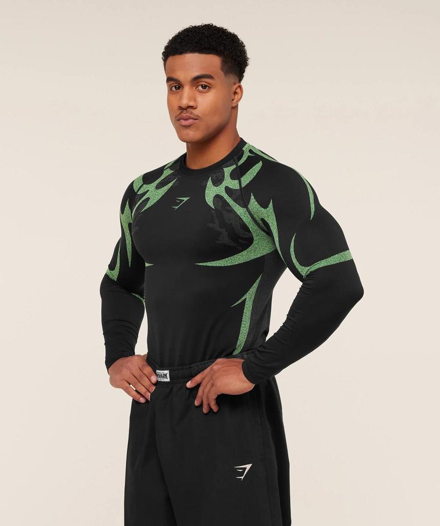 GYMSHARK Heren Storm Naadloos Lange Mouwen Sneldrogend Compressie Shirt voor Sport & Fitness