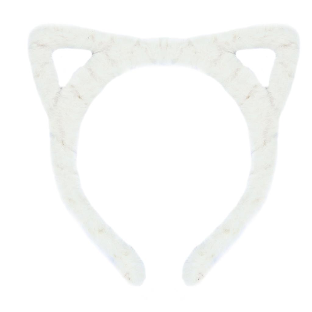 Furry Cat Ears Headband Halloween Cosplay Cat Women Hairband, Black White Pink Kakhi