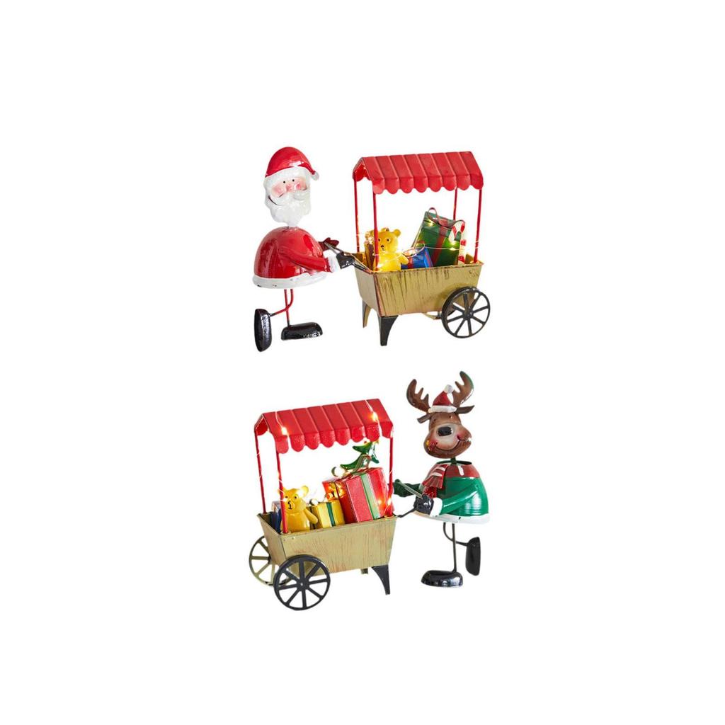 Desktop Ornament Xmas Character Pushing The Cart Figurine for New Year Decor