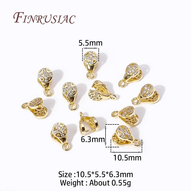Multi Types 18K Gold Plated Inlaid Zircon Beila For Pendants,Pinch Clip Bails For Crystal Agate Jewelry Making,Pendant Connector