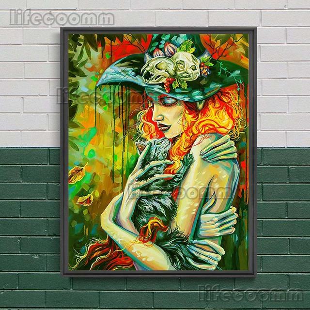 Gotycka Konstelacja Wiedźma Surrealistyczny Wydruk Sztuki Czaszki Dekoracja Ścienna Sztuka Płótno Malowanie Wystrój Domu Straszny De Wicca Plakat Wydruk Bez Ramki