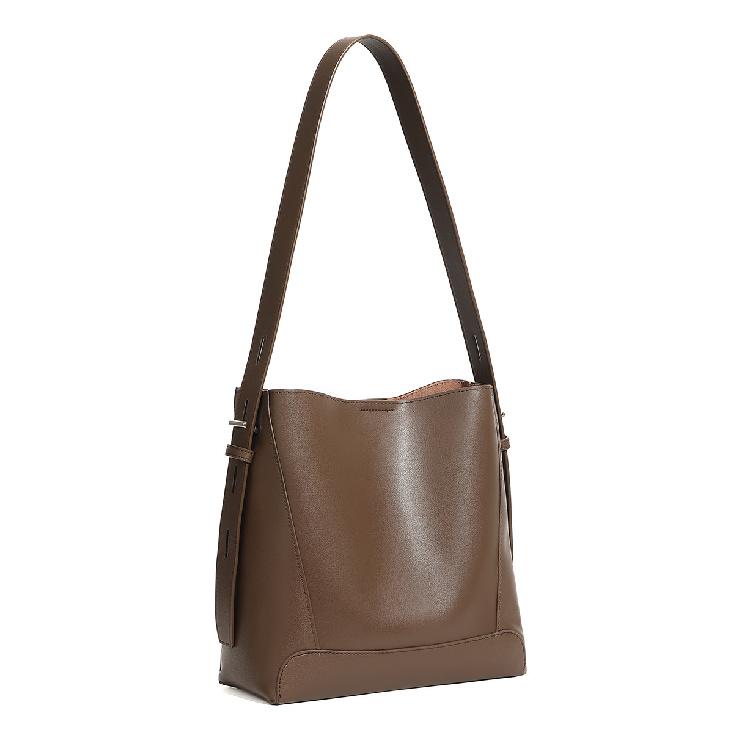2025 New Autumn/Winter Niche High-End Genuine Leather Women's Bag Cowhide Bucket Bag Large Capacity Shoulder Crossbody Tote Bag