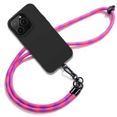 Lanyard Case for iPhone 15 Pro Max, Black Scratch-Resistant with Pink Lanyard