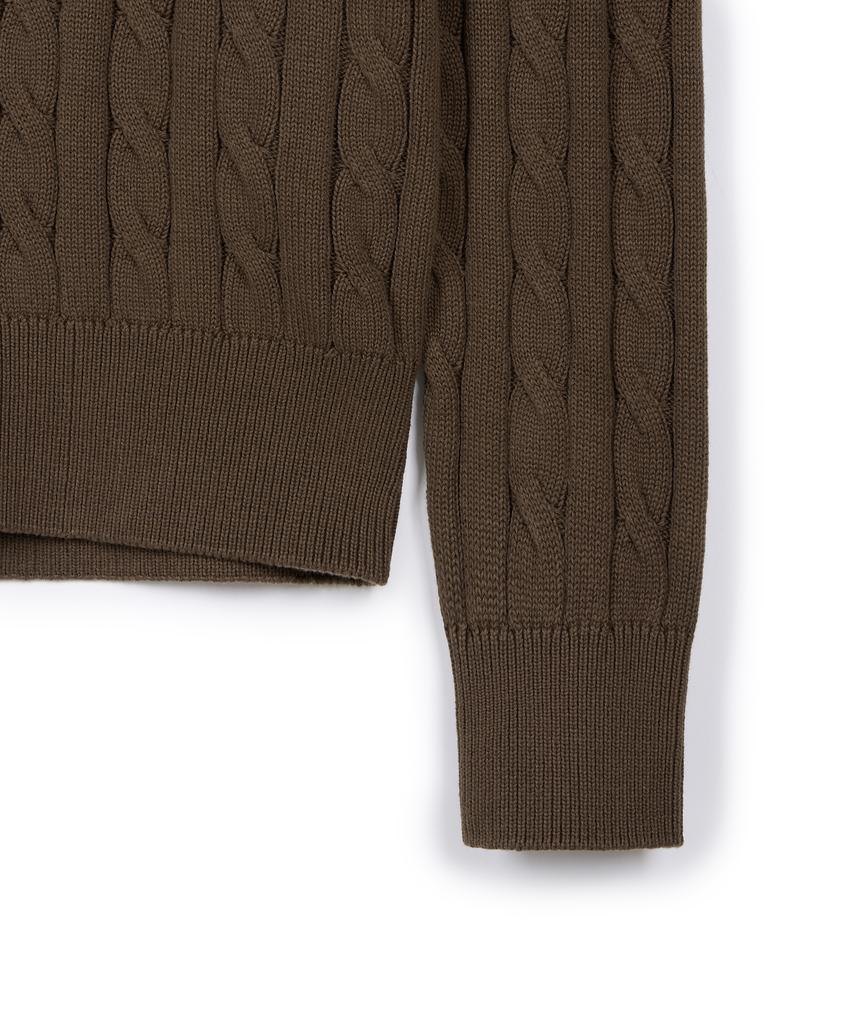 USPOLOASSN Cable Half-Zip Knit_Brown