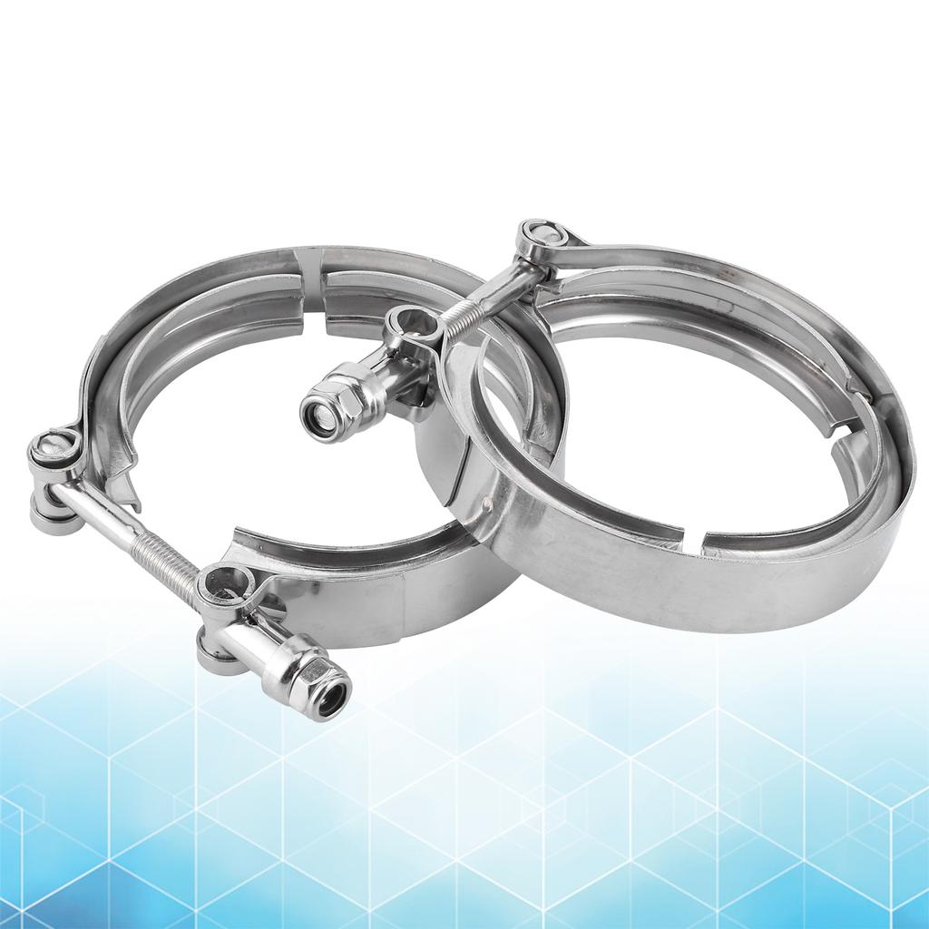 2pcs 3in Turbo Exhaust Pipe Clamp VBand Clip Stainless Steel Auto Accessory