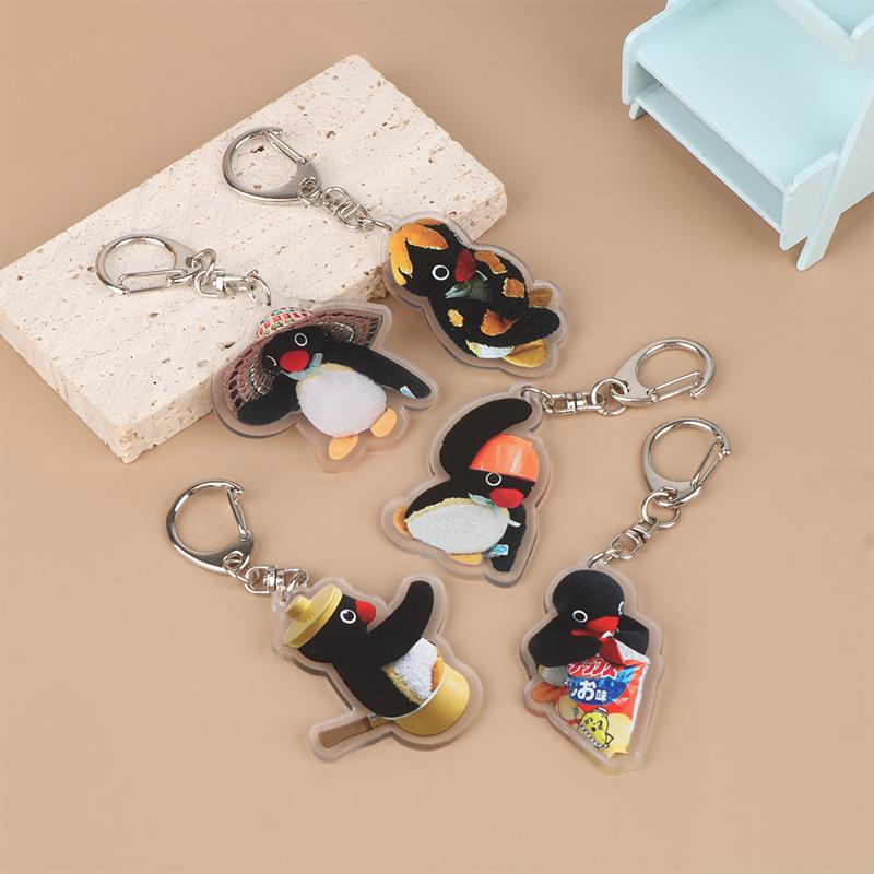 Pinguin Roztomilý Kreslený Akrylový Přívěsek na Klíče Kawaii Hračka Přívěsek na Batoh Školní Tašku Zábavný Kroužek na Klíče Dárek