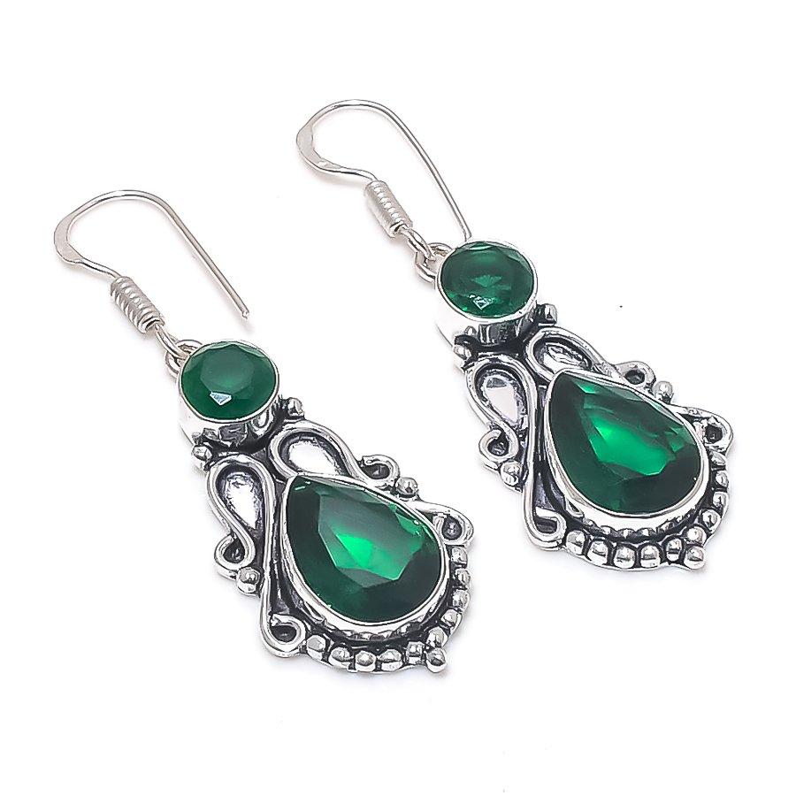 

Натуральный Хромдиопсид Драгоценный камень Ручной работы Серьга из стерлингового серебра 925 пробы 1,97 y5O01