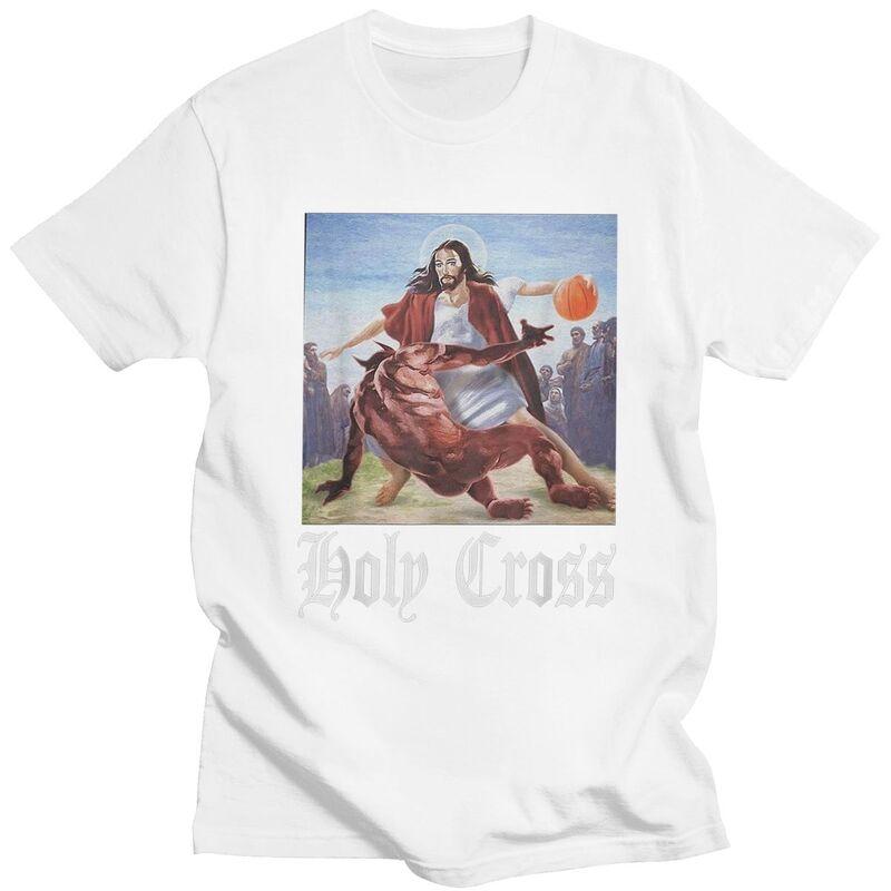 Classic Not Today Satan Jesus Crossover Basketball Holy Cross T Shirt Unisex Tshirts Casual Graphic Tee Tops Slim Fit Clothes