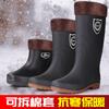 Fashion Warm Waterproof Extra Large Size Men's and Women's Medium Tube Waterproof and Velvet Removable Rain Shoes Women's Boots Rain Shoes