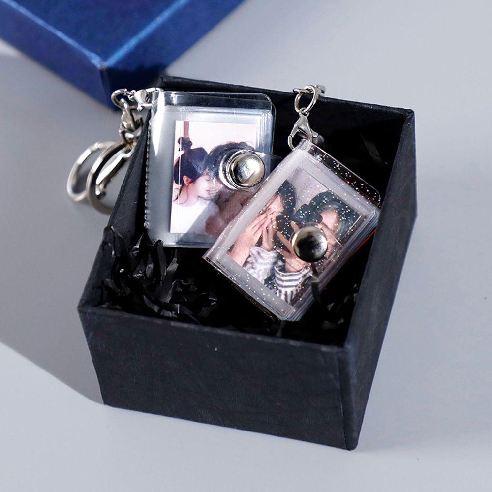 Holder Mini Interstitial Pictures Storage Card Bag Photo Album Keychain Card Book Keyring 1 2 Inch