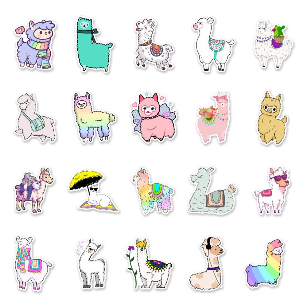 50 Cute Cartoon Animals Alpaca 2 Laptop Suitcase Water Cup Doodle Decorative Stickers