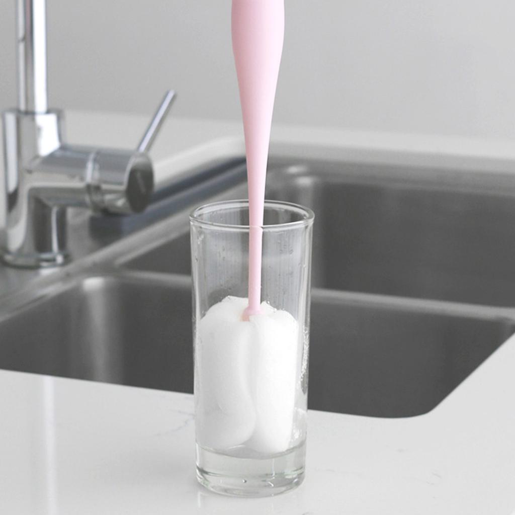 Bottle Brush Sponge Cup Brush Detachable Brush Long Handle Water Bottle Cleaner Brush For Baby Bottles Vacuum Cup