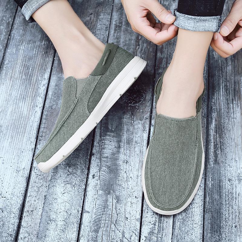 Men’s Outdoor Canvas Shoes Sneakers Driving Shoes Casual Slip On Wide Head Shoes for Farther Large Size