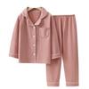 [VIISEN] Kids Pajamas 2-Piece Set, Front Open Long Sleeve Loungewear, Plain All-Season Sleepwear for Girls Boys Children (Pink/Long Sleeve, 150)