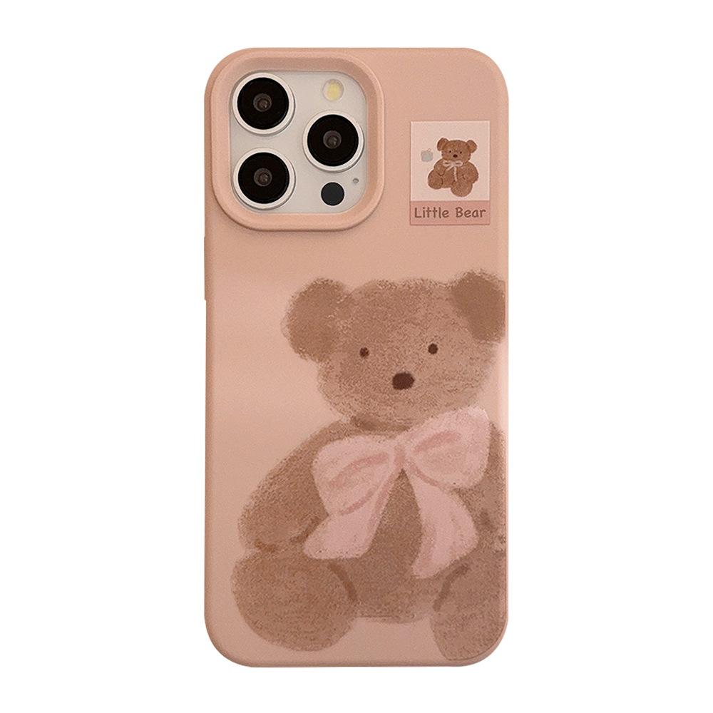 Plush Bear Doll IPhone 15 Apple Phone Case 17promax Suitable for 16 Silicone 13 Pink Soft 12