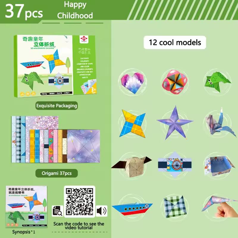 Paper Airplane Origami Handicrafts Kit Sheets Colorful Papers Crafts Montessori Toys Children Gift DIY 10/36/37 for Play Entertaining Safe